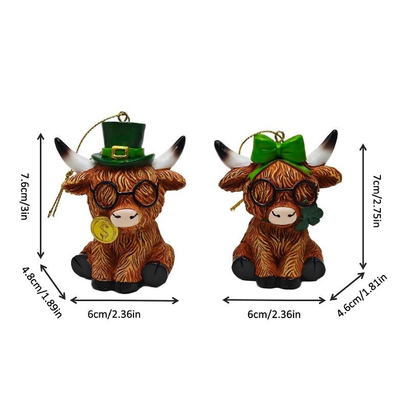 

A Highland Cow Statue with Patterns of Gold Coins and Periwinkle Flowers As Decorative Items for The Home