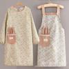 Korean Style Long-Sleeved Canvas Apron for Women - Anti-Fouling, Breathable Kitchen & Catering Overalls