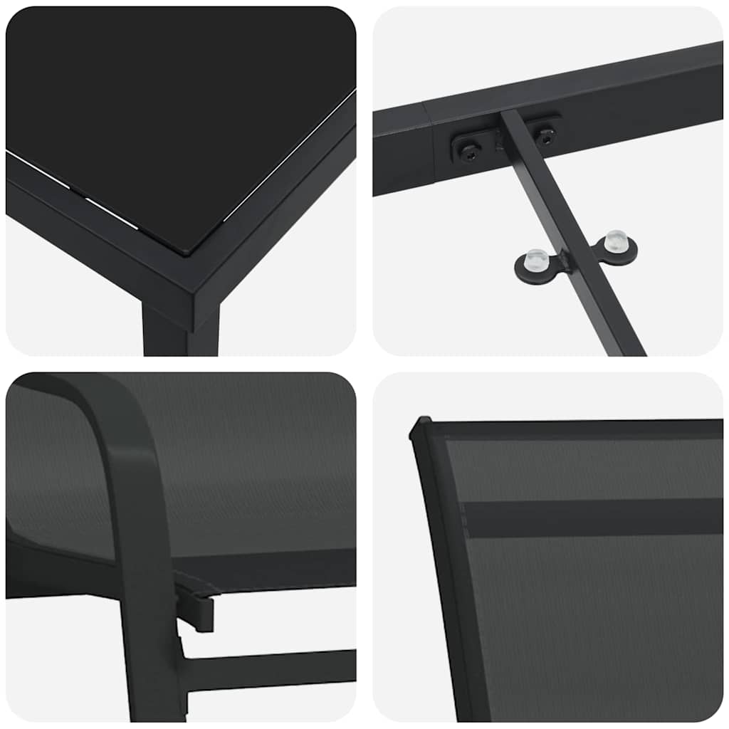 Garden Dining Set 7 pcs Black Powder Coated Steel