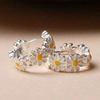 Huitan Daisy Flower Hoop Earrings Teen Girls Daily Accessories Exquisite Female Versatile Delicate Sweet Lady Summer Jewelry
