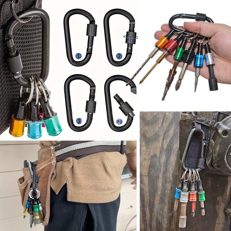 6-Piece Colorful Keychain Set: Extension Rods and Mountaineering Buckle with 1/4" Hex Drill Bit Storage Extension Rod