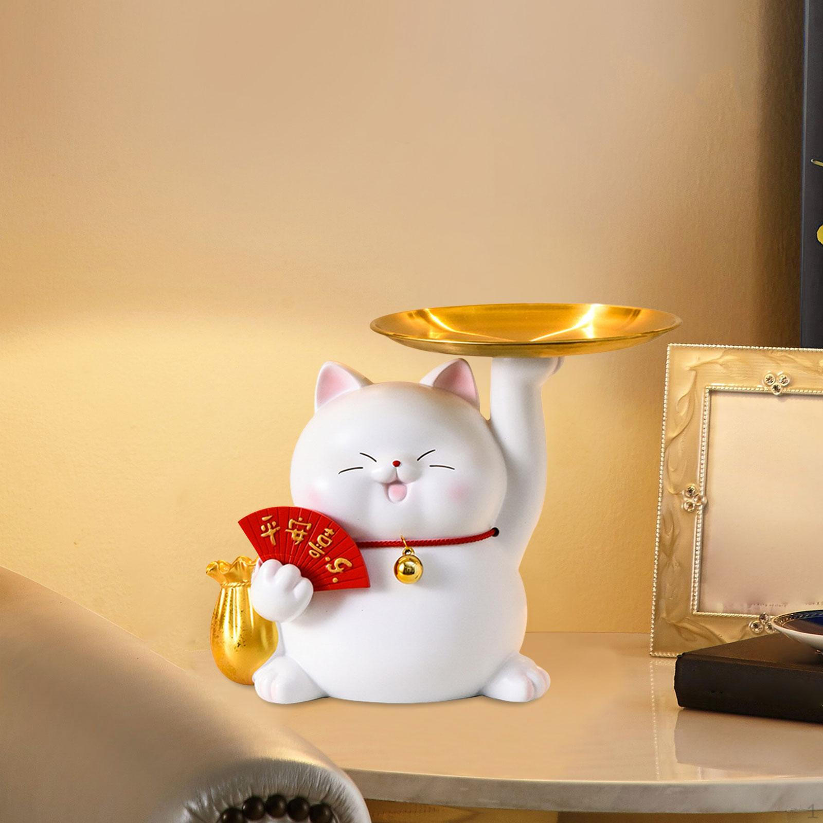 Cat Resin Sculpture: Versatile Organizer for Home and Office Decor белый