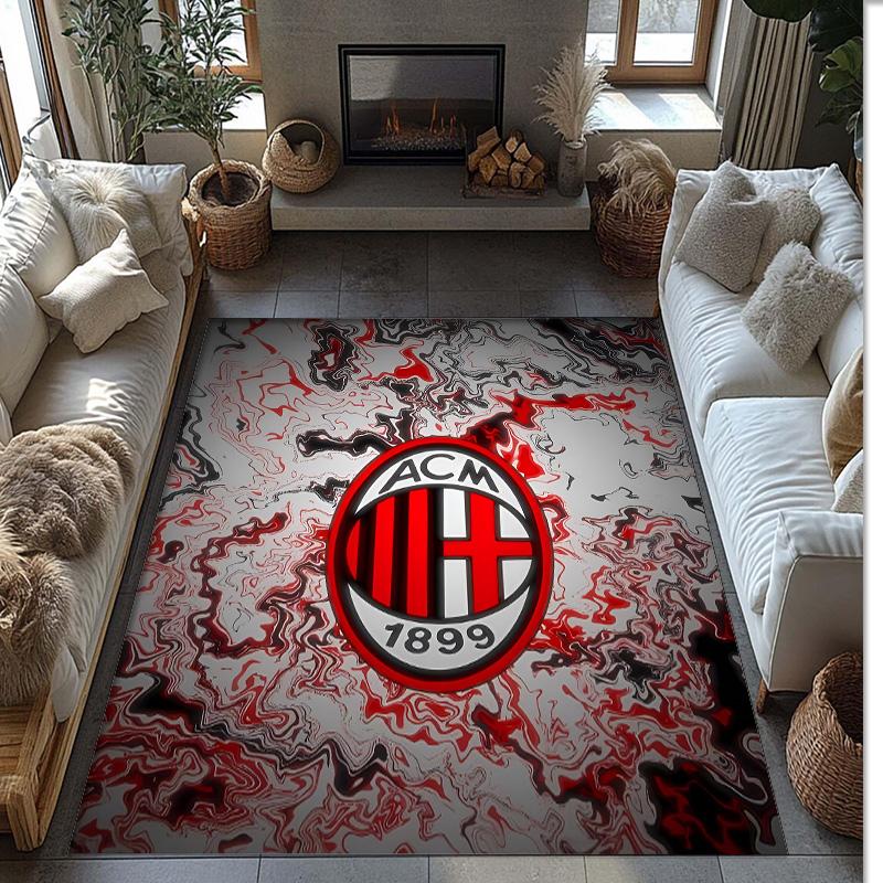 AC Milan Theme rug Soft Crystal Velvet Area Rug Non-Slip Floor Carpet for Living Room Bedroom Nursery