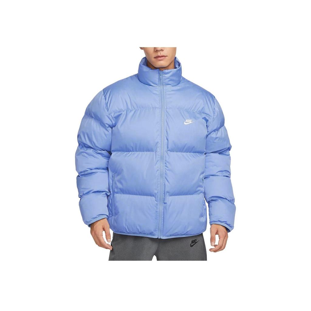 Nike Jachetă Sportswear Club Culoare Solidă Guler Înalt Fermoar Caldă Jachetă Bărbați Albastru Polar FB7369-450