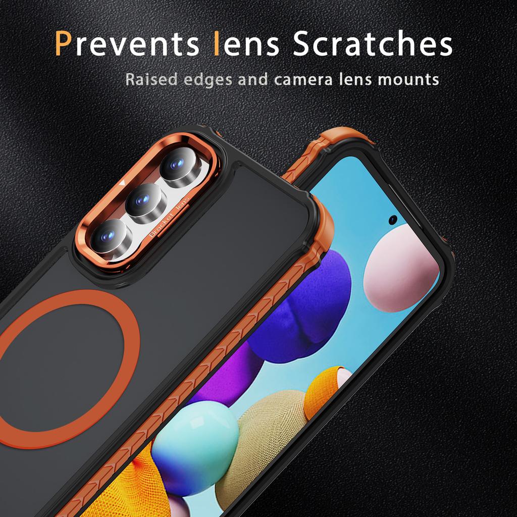 For Samsung Galaxy A15 4G/5G Case with Lens Kickstand Matte Back Cover Compatible with MagSafe