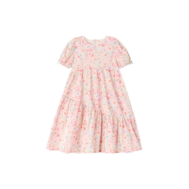 Deesha Girls' Fashion Puff Sleeve Cotton A-line Dress