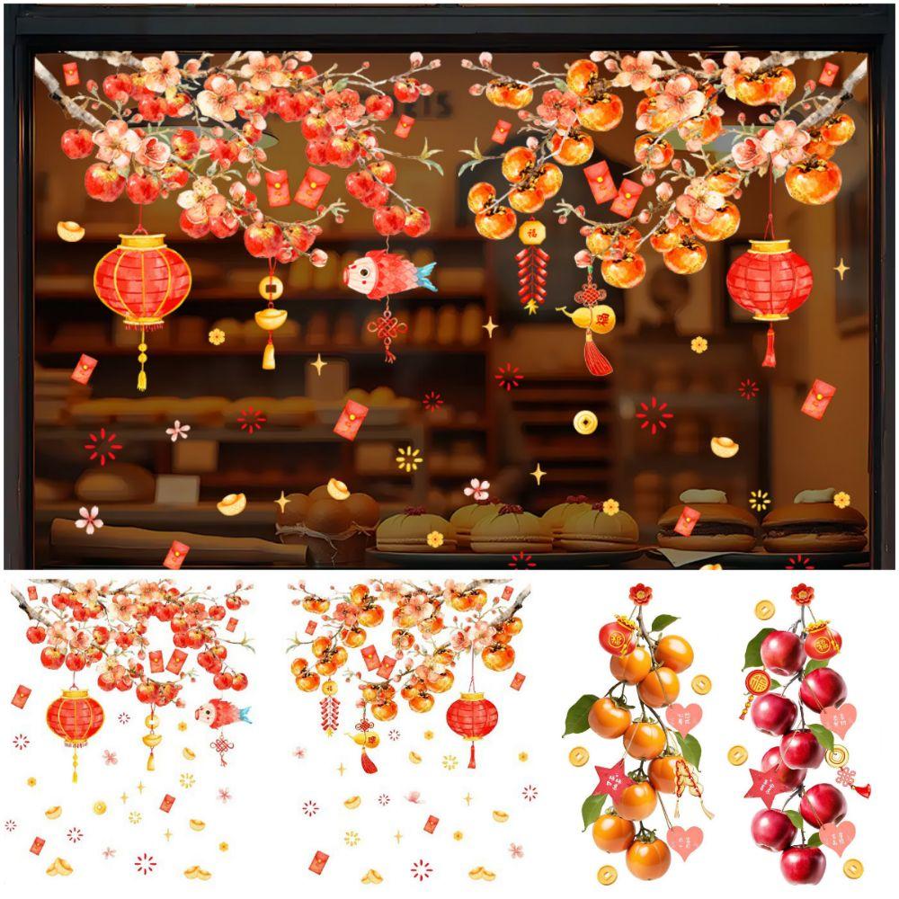 Multicolor New Year Shopwindow Sticker Electrostatic Static Sticker Wall Sticker  Home Decoration