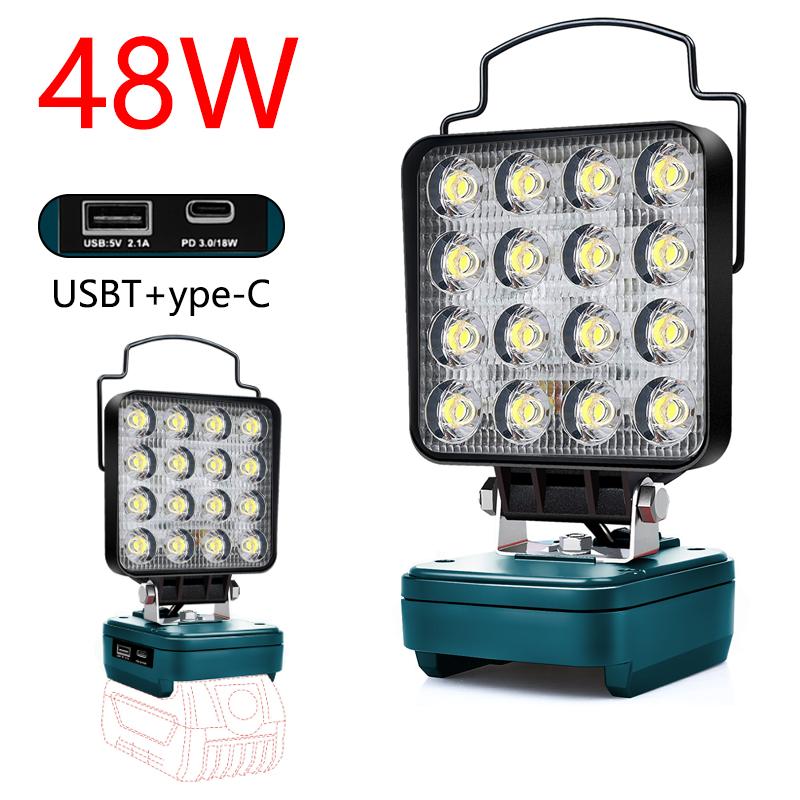 4 inch Emergency Tool Lamp Led Light For Bosch 18VLi-ion Battery Outdoor Work Spotlight Flashlight with USB&Type-c Charging Po