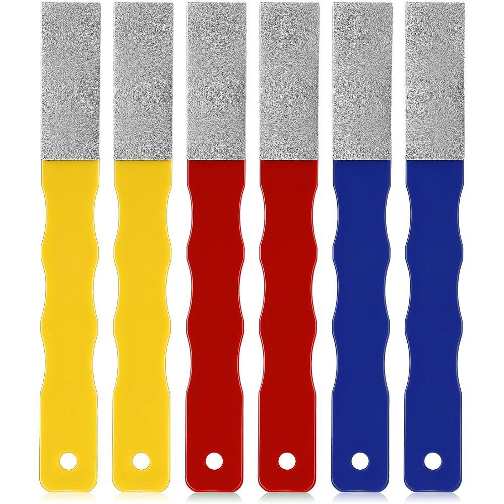

6Pcs Diamond Sharpening Stones Blue, Yellow, Red Diamond Paddles Sharpen Tools Woodworking