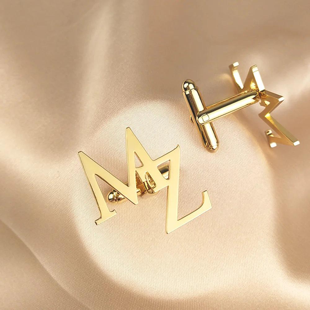Custom Double-Letter Cufflinks for Men's French Shirts - Groom Wedding Accessory