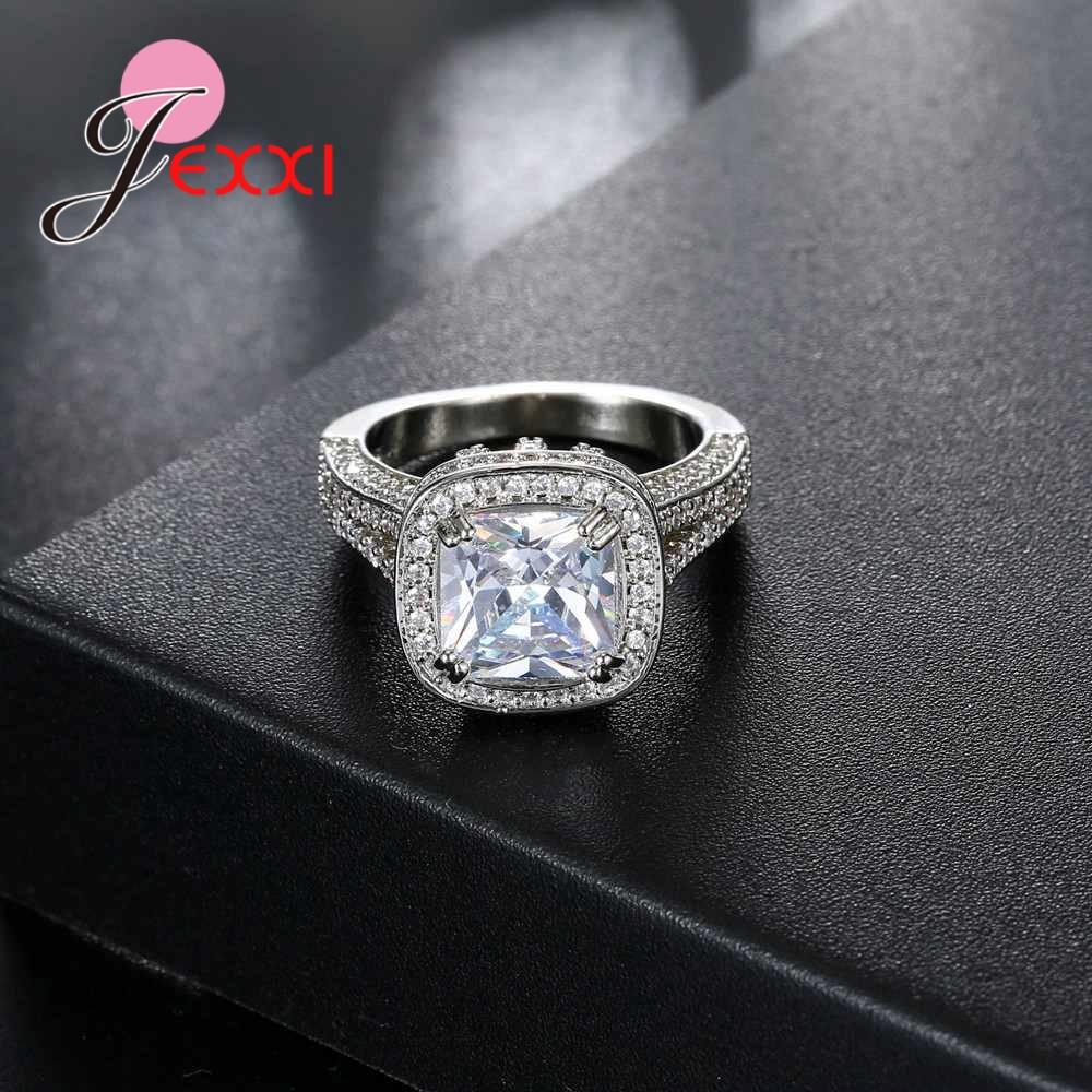 Sterling Silver Color Cubic Zirconia Rings for Women Anillos Mujer Ring Female Wedding Bijouterie Masculino Vintage Jewelry