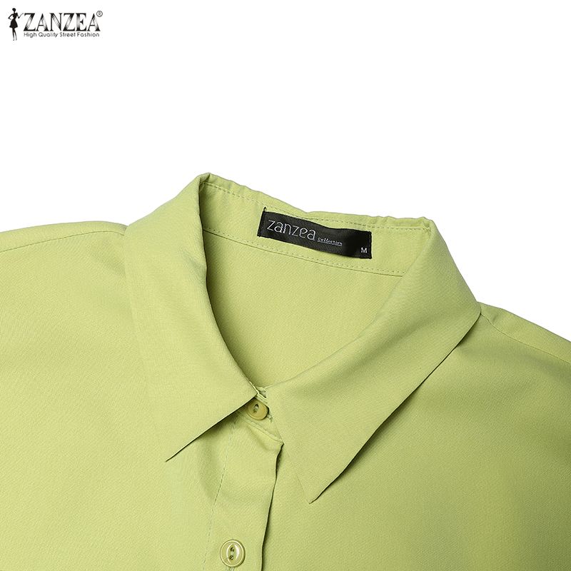 ZANZEA Robe chemise décontractée à manches courtes et col rabattu pour femme