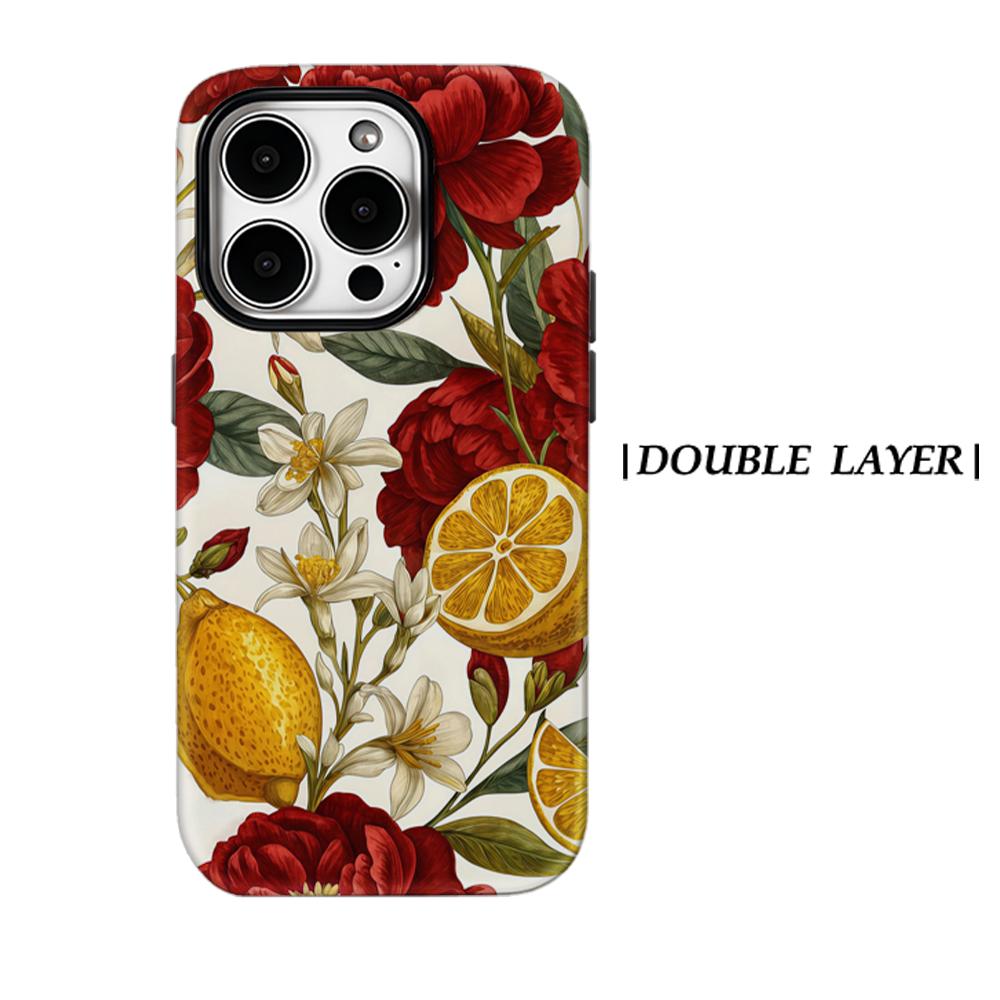 Crimson Peony & LemonFor Magnetic Phone Case for IPhone 17 16 15 14 13 Pro Max Plus Single Double-layer Tough Case