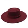 New British elegant ring-shaped concave flat-top wool.cm top hat men's and women's fashion flat-top woolen top hat