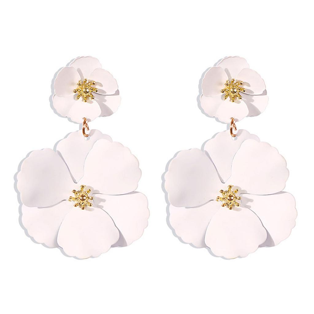 Unique Flower Studs Earrings Fashionable Colorful Dangle Statement Earrings Iron Texture Suitable for Youthful Women