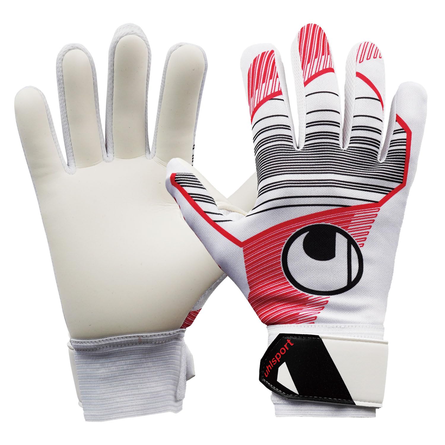 uhlsport Futsal Goalkeeper FUTSAL Soft Half 1011359 01 Gloves, Negative, 7, White/Black/Red