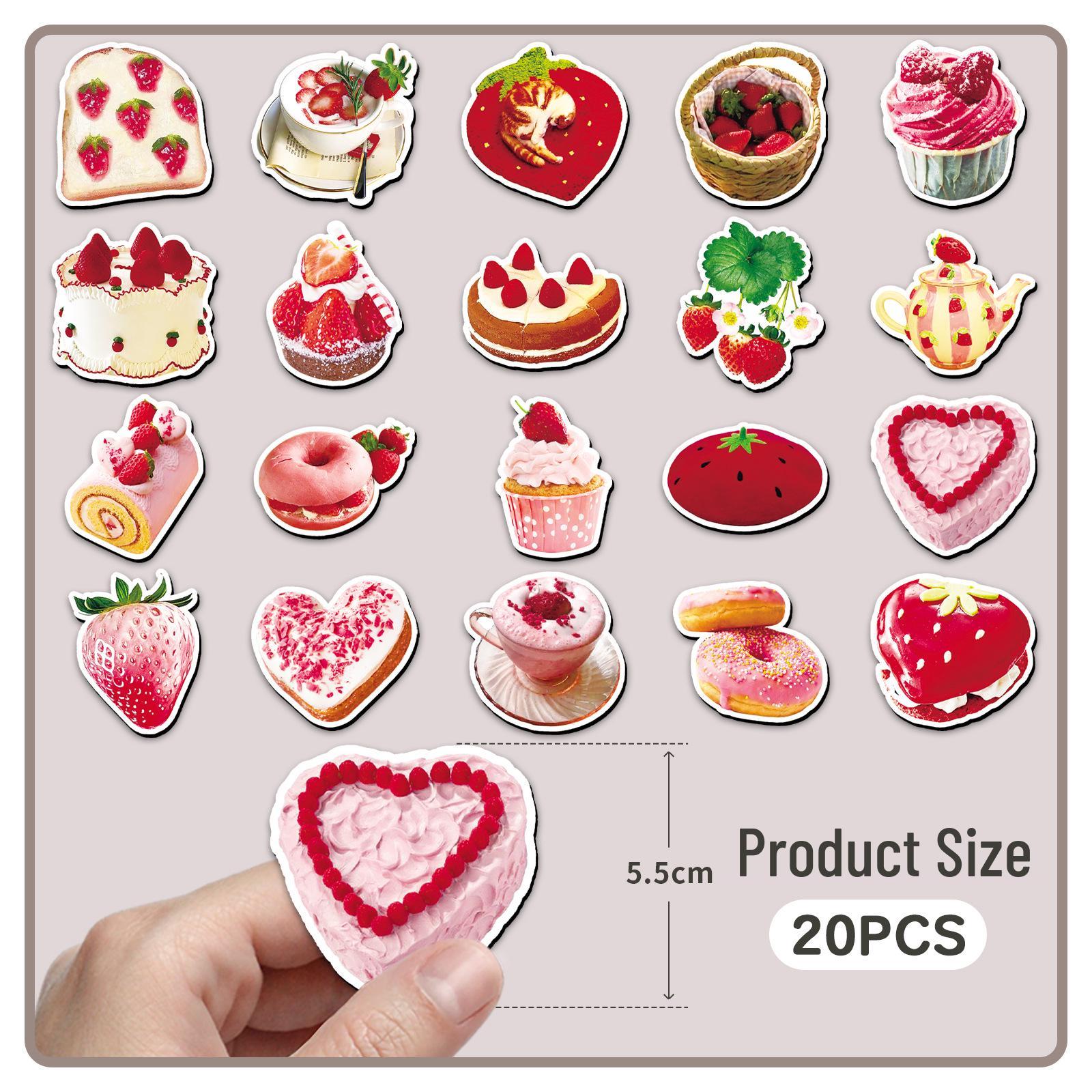 Set of 20 Strawberry-Inspired Soft Magnetic Fridge Magnets - Fruit, Dessert, and Graffiti Designs, Waterproof and Creative Stickers
