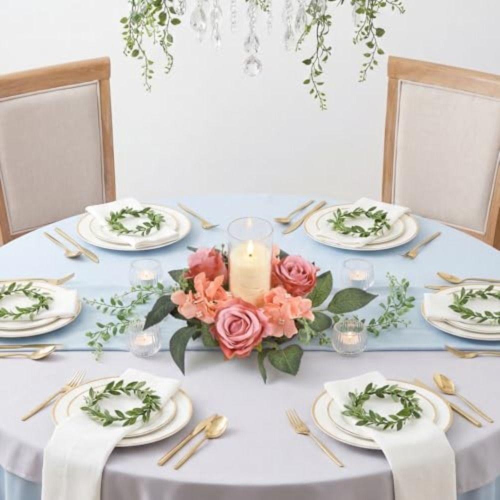 Simulated Candle Rings Wreaths European Style Fake Rose Flower Artificial Flowers  Table Decoration
