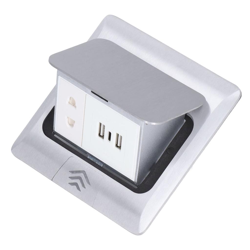 Floor Electrical Outlet Pop Up Damping Desktop Socket TYPEC Dual USB Interface US Standard