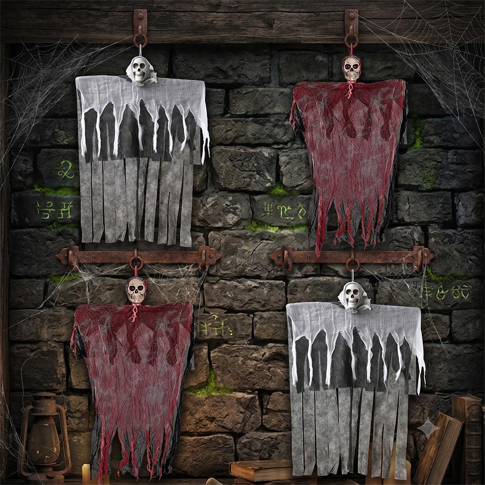 Halloween Hanging Ghost Skeleton Props Scary Creepy Haunted House Decorations Outdoor Yard Tree Horror Reaper Party Supplies DIY