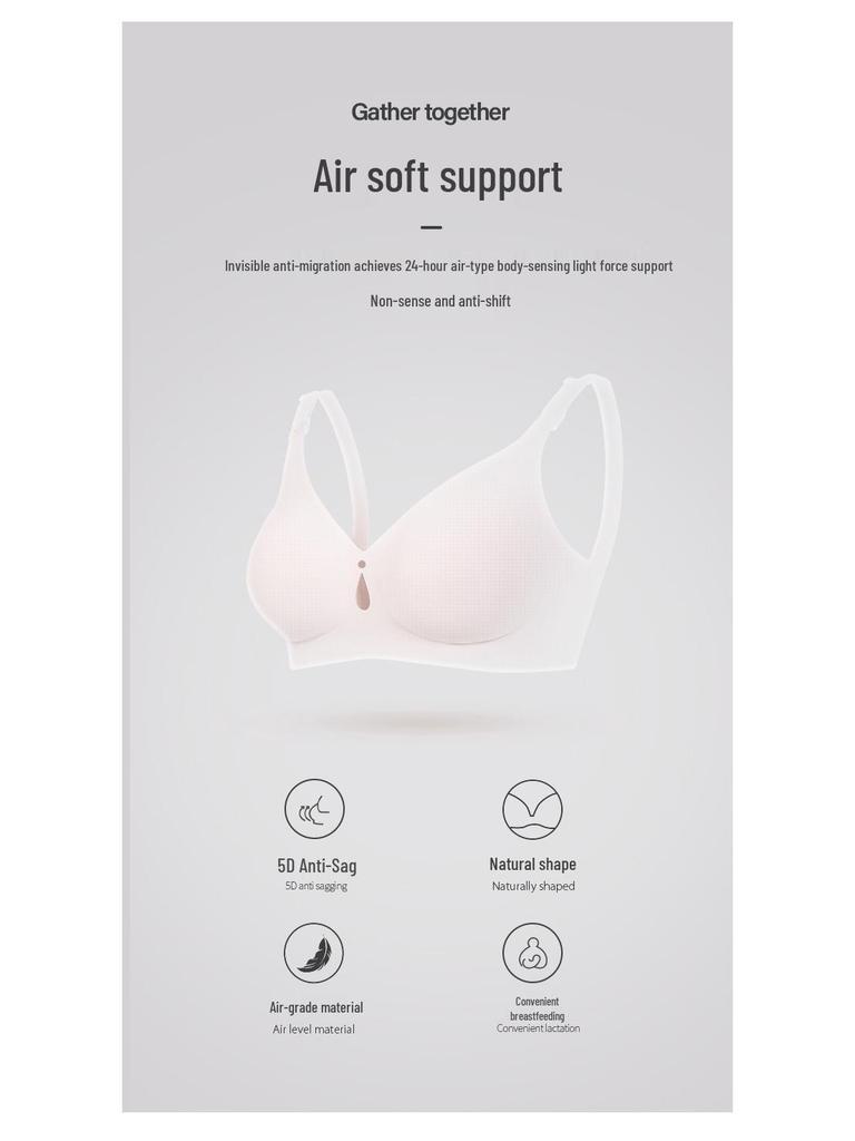 Plus Size Maternity Nursing Bra: Anti-Sagging, Thin, One-Piece Front Buckle, Perfect for Summer.