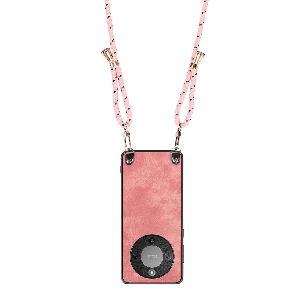 Phone Case For Honor Magic8 Lite 5G / X9d 5G / X70 5G Retro Leather Back Cover with Adjustable Strap