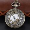 New Fashion Retro Design Hollow Gear Fob Watch Vintage Bronze Pocket Watch Necklace Chain Pendant Quartz Watches Birthday Gifts