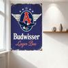 Vintage Metal Tin Sign with Eagle & Star Emblem, 'Budwisser Lager Bee' Retro Beer Advert Decor for Bar Man Cave Home Restaurant