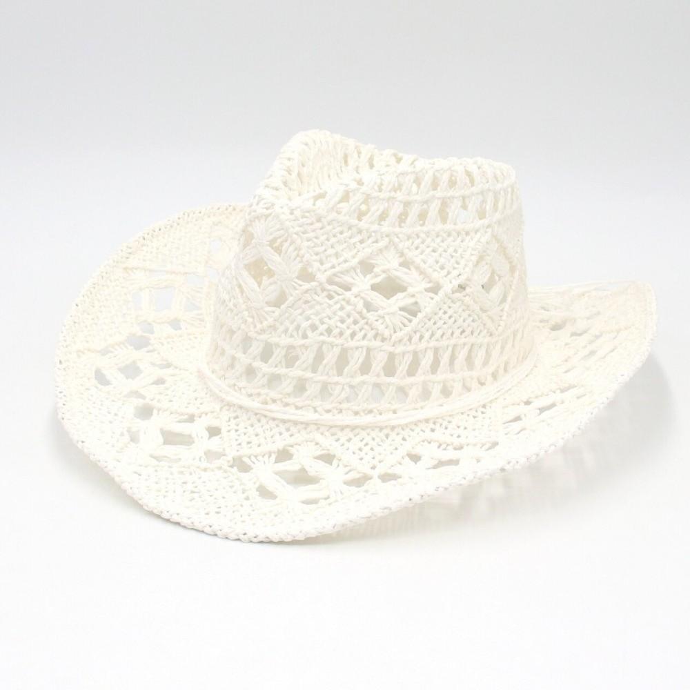 Vintage Style Beach Hat Wide Brim Sun Cowboy Hat Unisex Bohemian Straw Hat Travel