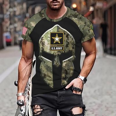 US Militär 3D Gedrucktes T-Shirt Sommer Lässig Schnelltrocknend Kurzärmliges Sporttop Herren T-Shirts