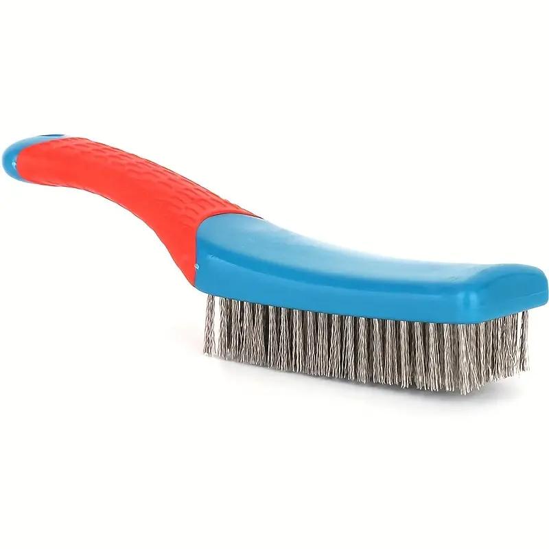 HOMZY Wire Brush Duty Stainless Bristles with Plastic Handle Grip for Rust, Wielding Slag, Dirt & Paint Scrubbing with Deep Cleaning