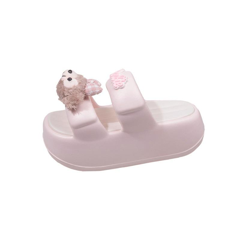 Sweet Shirley Rose Cartoon One-Word Slippers Female Playful Cute Cool Slippers Thick Bottom Versatile Casual Comfortable Lazy Drag