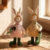 Resin Bunnies Figurine Easter Rabbit Statue Indoor Easter Decoration Modern Art Spring Home Decors,Bunnies Sculpture