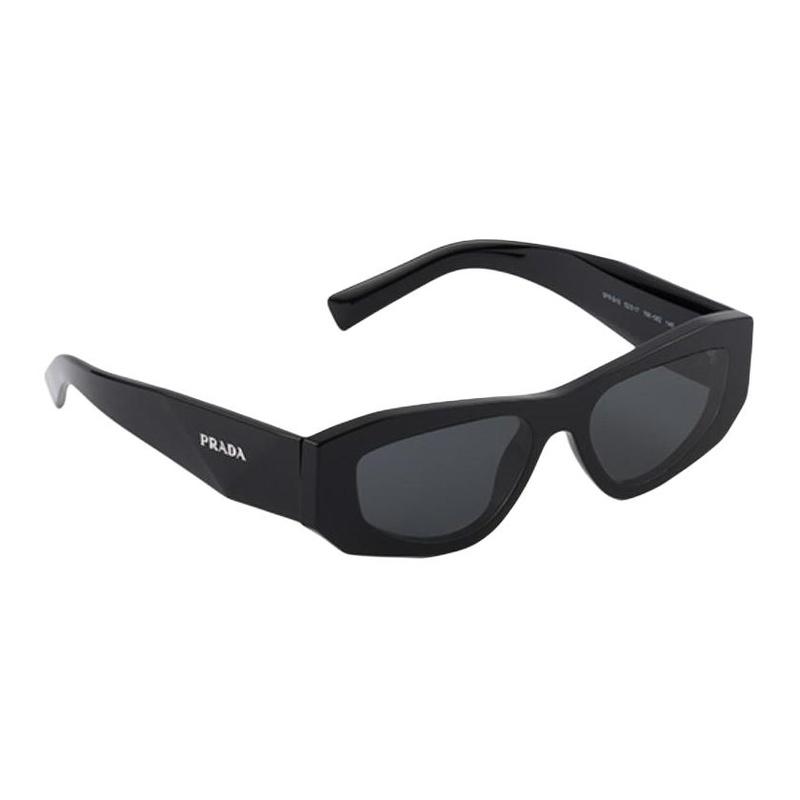 Prada Brand Logo Irregular Sunglasses Men's Black Black F in original box and bag