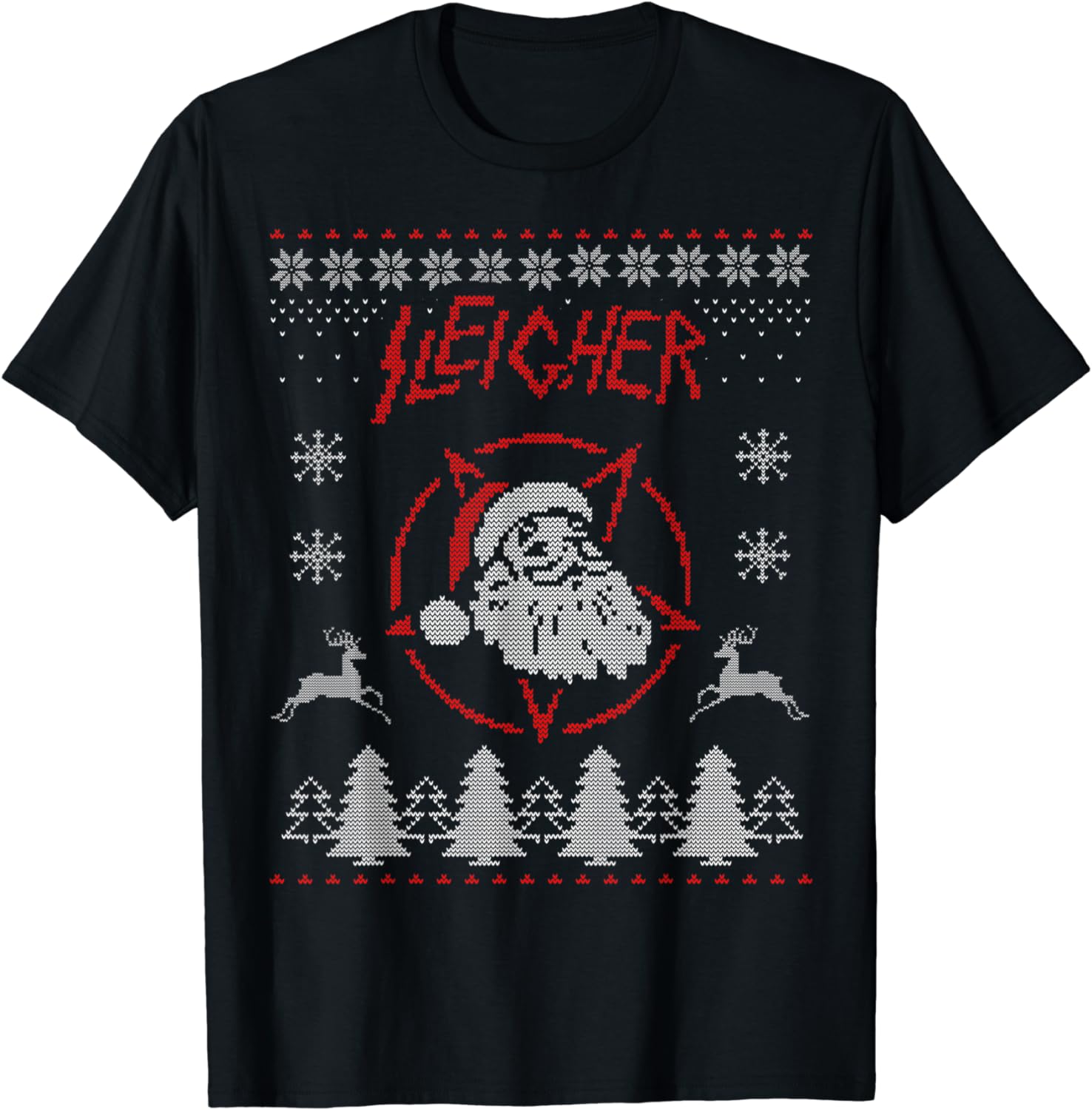 Sleigher Santa Claus Ugly Christmas Sweater Heavy Metal Music TShirt New 100 Cotton ONeck Short Sleeve Casual Mens Tshirt S