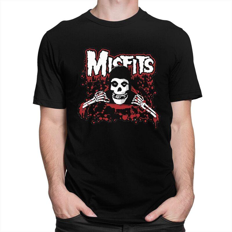 Custom Horror Punk Rock Misfits Skull Tshirts for Men Short Sleeve T Shirt Fashion Tshirt Slim Fit 100 Cotton Tee Gift Idea