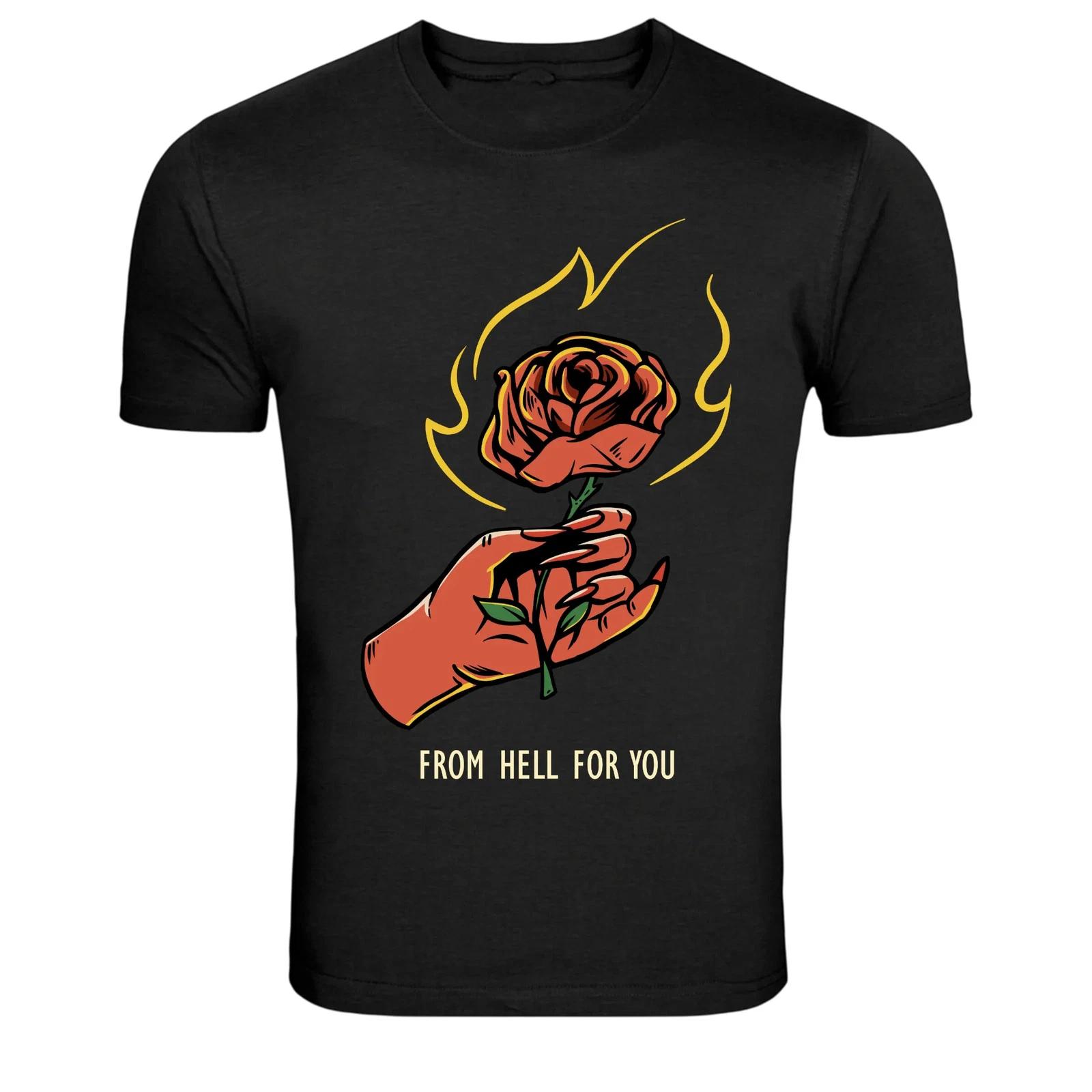

From Hell For You Burning Rose Dark Graphic T-Shirt S