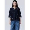 Women S Flower Embroidery Round V Neck Knit Bakp10611