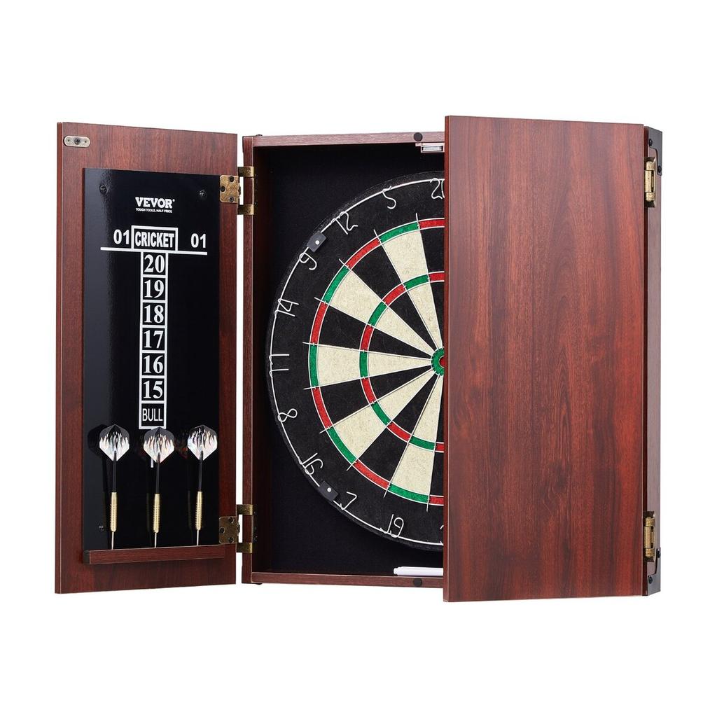 Dartboard and Cabinet Set Official Size Complete Accessory Steel Tip Dart