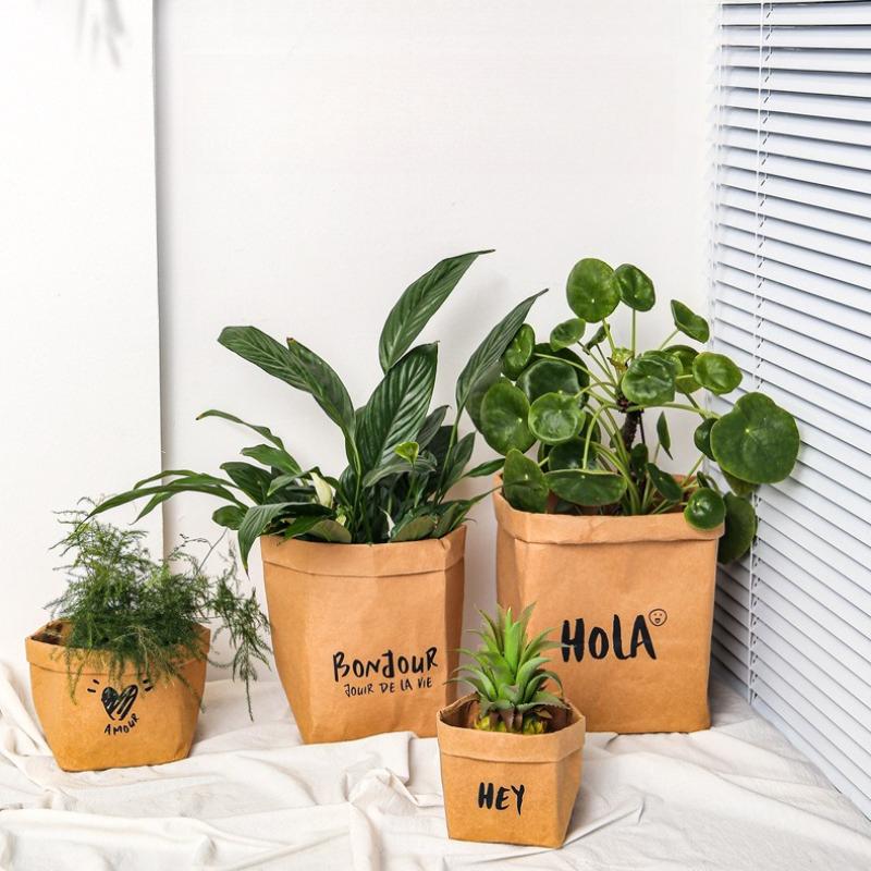 Eco-Friendly Washable Thickened Kraft Paper Bags-Multi-Purpose Storage Organizers for Desktop, Kitchen Countertop & Organization