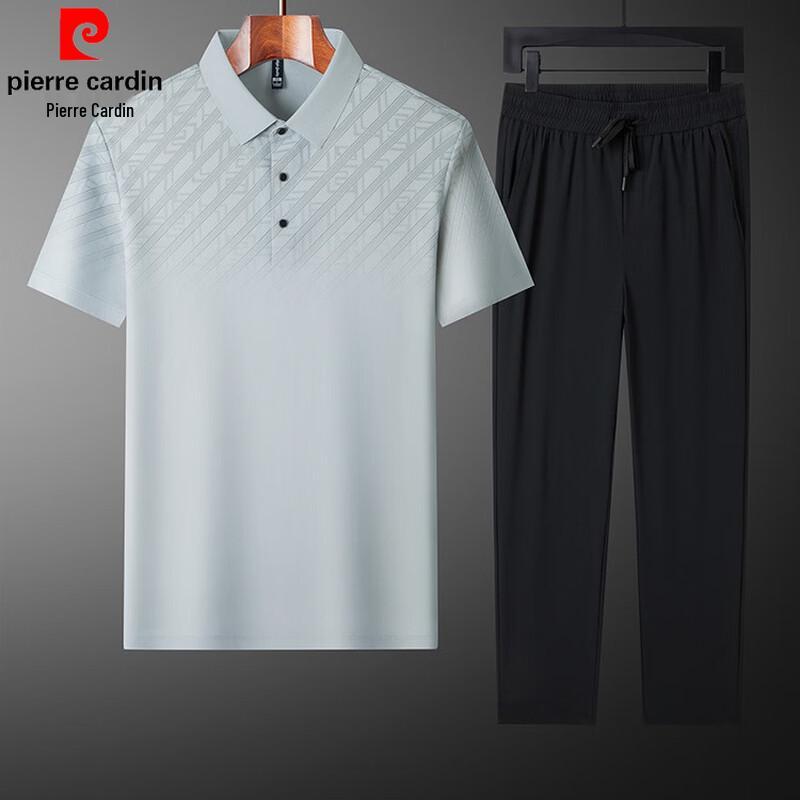 Pierre Cardin Men's Ice Silk Cooling Short-Sleeve T-Shirt & Pants Set