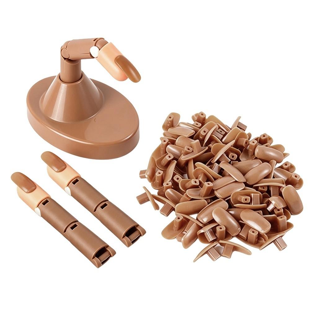 3pcs Brown Base Adjustable Nail Practice Fingers Nail Art Training