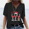Weihnachts- Weinglas Muster Druck Damen V-Ausschnitt T-Shirts Lässiger Kurzarm Pullover T-Shirt Mode Oberteile Damen T-Shirts Kleidung