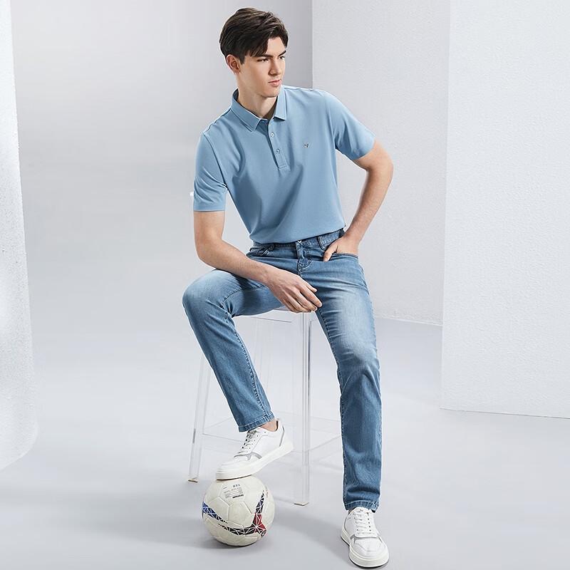 Septwolves Men's Casual Washed Straight-Leg Lyocell Blend Jeans