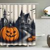 Tuniu Spooky Halloween Curtain Dark Manor Haunted House Pumpkins Scary Bathroom Decor 118X180Cm
