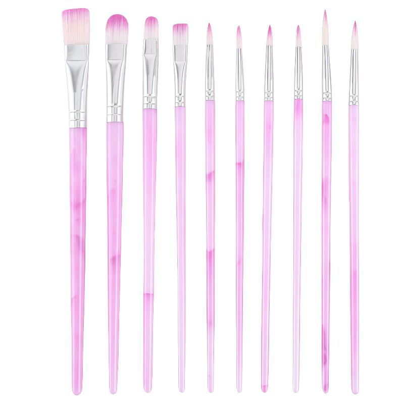 10Pcs Professional Colorful Oil Painting Brushes Nylon Hair Artist Paint Brush Set Watercolor Acrylic Paintbrush