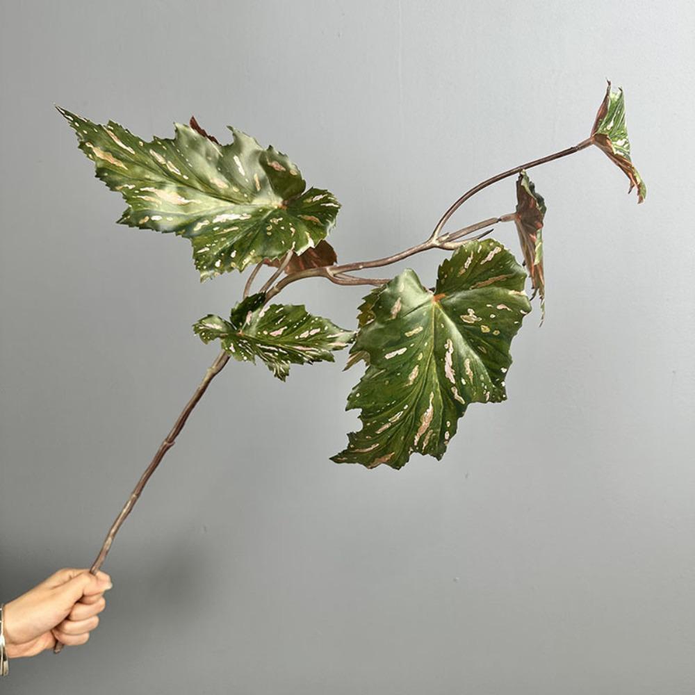 Lång gren Konstgjorda gröna växter Realistisk Handgjord Simulering Grönska Plast Konstgjord Bladgren Hemmakontor Dekor
