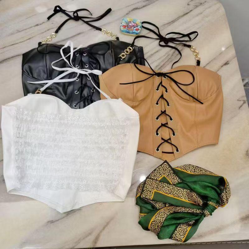 

Модный Сексуальный Стиль Искусственная Кожа Слинг Топ-Труба С Подкладкой Сладкий Горячий Острый Облегающий Жилет Базовая Футболка Y2g Топы Женские White S