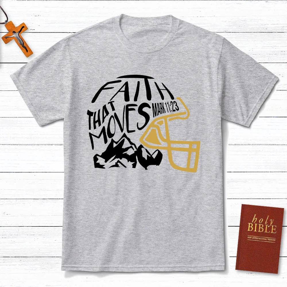 

Faith That Moves Mountain TShirt Mens and Womens Short Sleeve Cotton Tees Retro HipHop Tops Summer Blouse Men Clothing 4XL