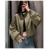 Womens Oversized Baseball Jacket 2026 Casual Chic Streetwear Coat Loose Fit Stand Collar Zip-Up
